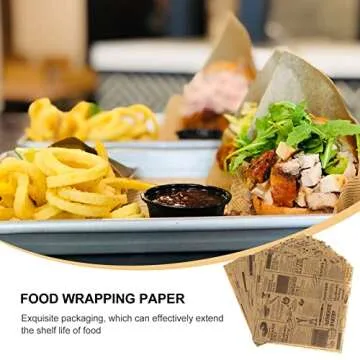 100 Sheets Newsprint Deli Paper, Disposable Flat Deli Paper with Newsprint, Sandwich Wrapping Papers Deli Wrapping Sheets for Kitchen, Outdoor Picnic, Burgers and Sandwich,15x11 Inches