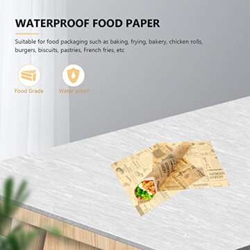 100 Sheets Newsprint Deli Paper, Disposable Flat Deli Paper with Newsprint, Sandwich Wrapping Papers Deli Wrapping Sheets for Kitchen, Outdoor Picnic, Burgers and Sandwich,15x11 Inches