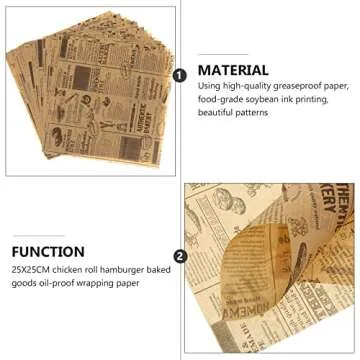 100 Sheets Newsprint Deli Paper, Disposable Flat Deli Paper with Newsprint, Sandwich Wrapping Papers Deli Wrapping Sheets for Kitchen, Outdoor Picnic, Burgers and Sandwich,15x11 Inches