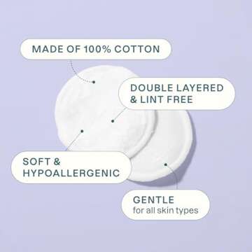 Cliganic Premium Cotton Rounds - Hypoallergenic & Lint-Free Cotton Pads