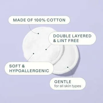 Cliganic Premium Cotton Rounds - Hypoallergenic & Lint-Free Cotton Pads