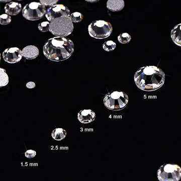 Outus 1000 Pieces Clear Flat Back Rhinestones Round Crystal Gems (1.5/2.5/3/4/5mm)