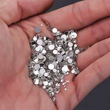 Outus 1000 Pieces Clear Flat Back Rhinestones Round Crystal Gems (1.5/2.5/3/4/5mm)