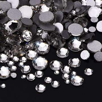 Outus 1000 Pieces Clear Flat Back Rhinestones Round Crystal Gems (1.5/2.5/3/4/5mm)