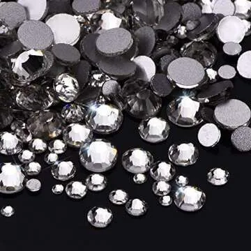 Outus 1000 Pieces Clear Flat Back Rhinestones Round Crystal Gems (1.5/2.5/3/4/5mm)