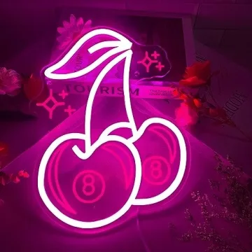 Trendy 8 Ball Cherries Neon Sign for Parties and Decor