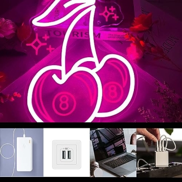 Trendy 8 Ball Cherries Neon Sign for Parties and Decor