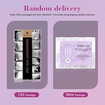 SAVILAND Gel X Nail Tips – Full Cover Nail Tips 500Pcs Coffin Nail Tips for Acrylic Nails Professional | Dipping Powder | Poly Nail Gel | Gel Nail Polish No Need to File Nail Art DIY Salon
