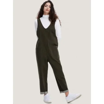 EXLURA Womens Summer High Roller Denim Jumpsuit for Style