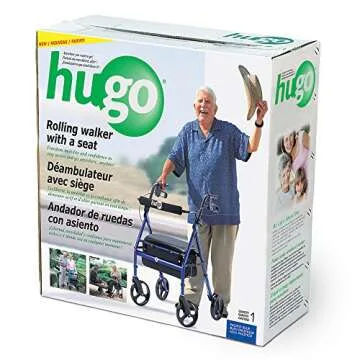 Hugo Mobility Portable Rollator Walker with 8-Inch Wheels