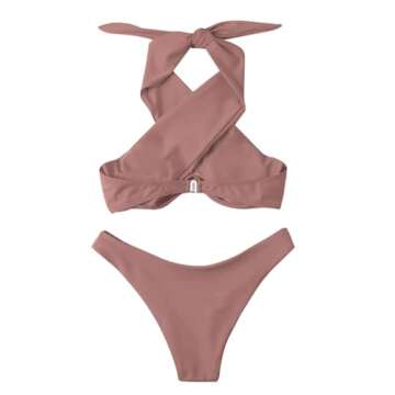 Lilosy Underwire Push Up Cutout Bikini Swimsuit Set