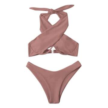 Lilosy Underwire Push Up Cutout Bikini Swimsuit Set