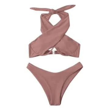 Lilosy Underwire Push Up Cutout Bikini Swimsuit Set