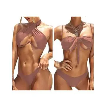 Lilosy Underwire Push Up Cutout Bikini Swimsuit Set
