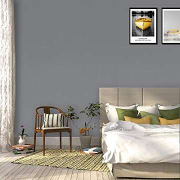 Mecpar 15.7" x 118" Solid Grey Wallpaper Grey Contact Paper Self-Adhesive Grey Peel and Stick Wallpa...