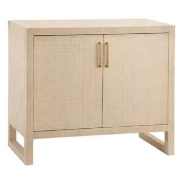 Bassett Mirror Magarao Bar Cabinet in Beige Raffia