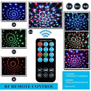 Disco Ball Disco Lights-COIDEA Party Sound Activated Storbe Light with Remote Control DJ Lighting,Led 3W RGB Light Bal, Dance lightshow for Halloween Home Room Parties Kids Birthday Wedding Show