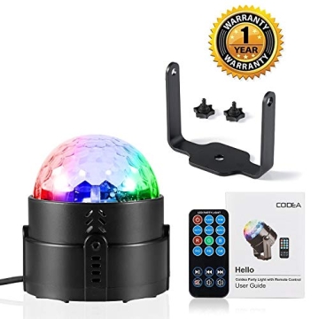 Disco Ball Disco Lights-COIDEA Party Sound Activated Storbe Light with Remote Control DJ Lighting,Led 3W RGB Light Bal, Dance lightshow for Halloween Home Room Parties Kids Birthday Wedding Show