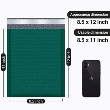 UCGOU Bubble Mailers 8.5x12 Inch Green 25 Pack Poly Padded Envelopes #2 Medium Mailing Opaque Packag...