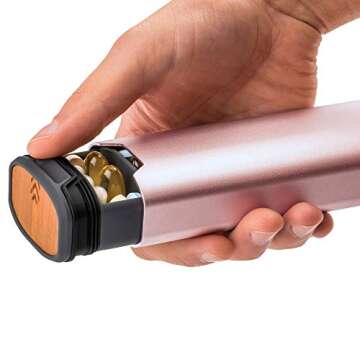 HigherHuman 7 Day Weekly Pill Organizer by mbarc - Premium Stylish Aluminum and Wood Large Capacity Pill Box for Supplements, Pills, Vitamins and Medicine.