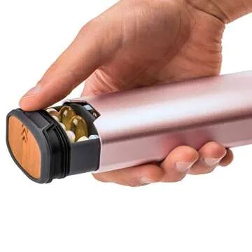 HigherHuman 7 Day Weekly Pill Organizer by mbarc - Premium Stylish Aluminum and Wood Large Capacity Pill Box for Supplements, Pills, Vitamins and Medicine.