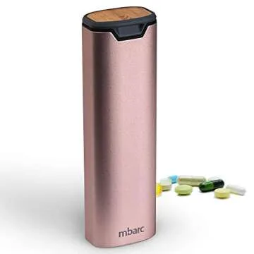 HigherHuman 7 Day Weekly Pill Organizer by mbarc - Premium Stylish Aluminum and Wood Large Capacity Pill Box for Supplements, Pills, Vitamins and Medicine.