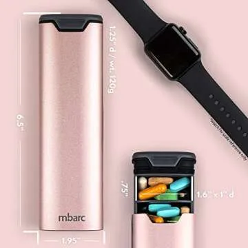 HigherHuman 7 Day Weekly Pill Organizer by mbarc - Premium Stylish Aluminum and Wood Large Capacity Pill Box for Supplements, Pills, Vitamins and Medicine.