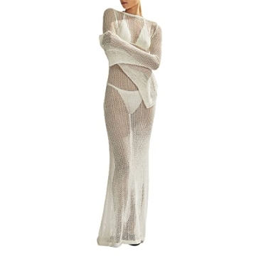 Sexy See Through Mesh Sheer Lace Patchwork Maxi Dress Perspective Ruffle Backless Long Dress Split B...