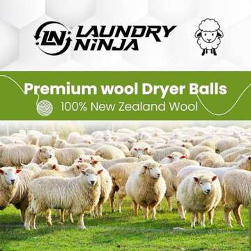 LAUNDRY NINJA Premium Wool Dryer Balls – Pack of 6 Wool Laundry Balls – Wool Dryer Balls Organic" are an eco-Friendly Laundry Accessory Designed to Enhance Your Laundry Experience.