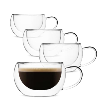 BTaT Insulated Coffee Cups Set of 4 Double Wall Glass - 9 oz, Perfect for Coffee & Tea