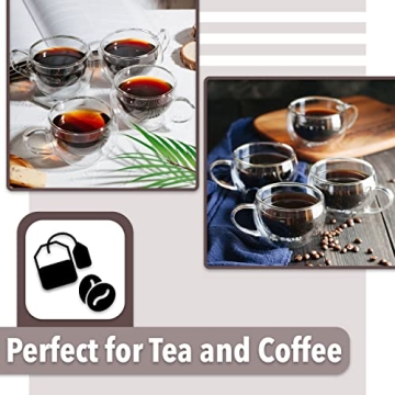 BTaT Insulated Coffee Cups Set of 4 Double Wall Glass Mugs