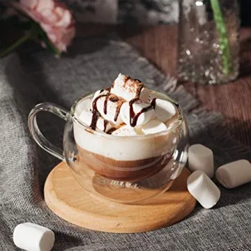 BTaT Insulated Coffee Cups Set of 4 Double Wall Glass Mugs