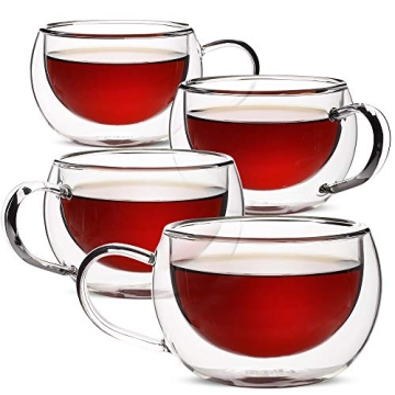 BTaT Insulated Coffee Cups Set of 4 Double Wall Glass Mugs