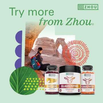 Zhou Hairfluence, Hair Growth Supplement with Clinically Studied Lustriva and Keranat and Hair Vitamins Biotin 5000mcg, Vitamin D, A, C & B12, Non-GMO, Gluten Free, 60 VegCaps