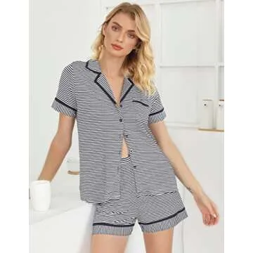 Ekouaer Women's Short Sleeve Pajama Sets for Comfort