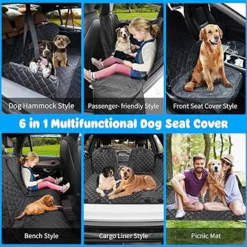 URPOWER 6-in-1 Dog Car Seat Cover for Back Seat, Waterproof Dog Car Hammock with Mesh Window & Side ...
