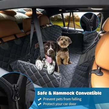 URPOWER 6-in-1 Dog Car Seat Cover for Back Seat, Waterproof Dog Car Hammock with Mesh Window & Side Flap, 40/60 Split Pet Backseat Protector for Car, SUV, Truck