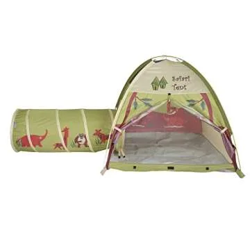Pacific Play Tents 20435 Kids Safari Fun Dome Tent Crawl Tunnel Combo Indoor / Outdoor Fun,Multicolo...