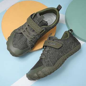 KUBUA Kids Barefoot Shoes Boys Girls Sneakers for Sports Tennis Running Walking Minimalist Naturally Zero Drop Lightweight Splay Shoes A Green 2 Big Kid