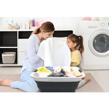 SAMMART 42L(11 gallon) Collapsible Plastic Laundry Basket-Foldable Pop Up Storage Container-Portable...