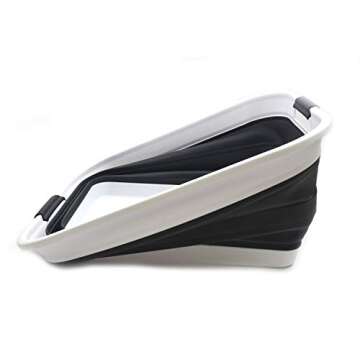 SAMMART 42L(11 gallon) Collapsible Plastic Laundry Basket-Foldable Pop Up Storage Container-Portable Washing Tub-Space Saving Basket,Water capacity 34L(9 gallon) (1 Rectangular - strengthen, Black)