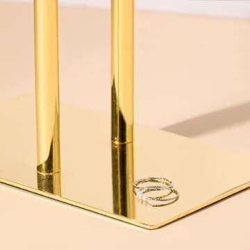 Necklace Holder Bracelet Holder Jewelry Organizer,Shiny Gold & Acrylic Jewelry Display for Vendors, 2-Tier Crystal T Bar Jewelry Stand, Cute Jewelry Holder Organizer, Home Decor (assembly free)