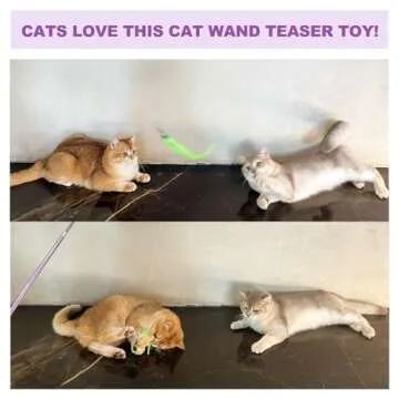 11PCS Cat Wand Toy, Cat Toys Interactive for Indoor Cats, 2 Retractable Cat Wand, 7 Worm Cat Teaser Toys and 1 Plush Fish Cat Toy, Cat Feather Toys for Play Chase Exercise with Kitten, Extra 1 Line