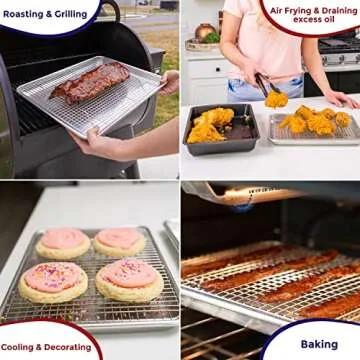 KITCHENATICS Small Quarter Sheet Baking Pan with Rack