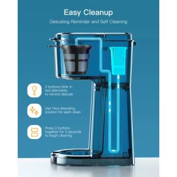 Famiworths Iced Coffee Maker, Hot and Cold Coffee Maker Single Serve for K Cup and Ground, with Descaling Reminder and Self Cleaning, Iced Coffee Machine for Home, Office and RV