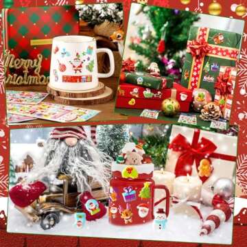 UPINS Christmas Stickers for Kids, 10 Sheets Holiday Stickers 3D Puffy Stickers Cute Snowman Reindeer Tree Santa Foam Stickers Decals for Christmas Party Favors Scrapbooking DIY Crafts