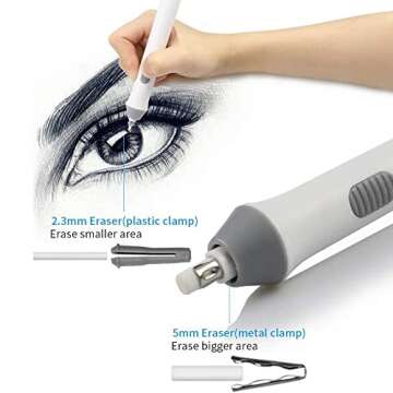 AFMAT Electric Eraser Refills 400 pcs, φ5mm Erasers Refil-200 pcs and φ2.3mm Erasers Refil-200 pcs, Replacement Erasers for Sketching and Drawing Electric Erasers