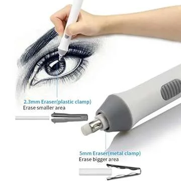 AFMAT Electric Eraser Refills 400 pcs, φ5mm Erasers Refil-200 pcs and φ2.3mm Erasers Refil-200 pcs, Replacement Erasers for Sketching and Drawing Electric Erasers