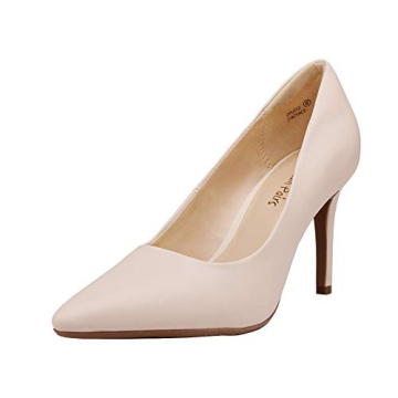 DREAM PAIRS Women's DPU213 High Stiletto Heels - Comfortable Pointed Toe Pumps in Nude Size 9