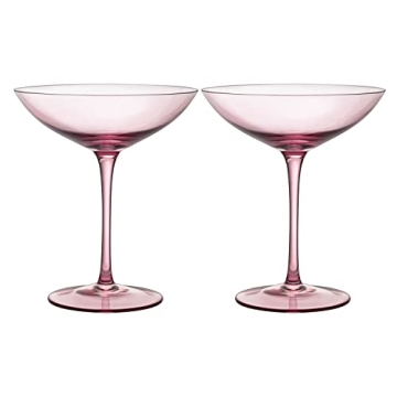 Blush Pink Champagne Coupes Set - Elegant 12oz Toasting Glasses